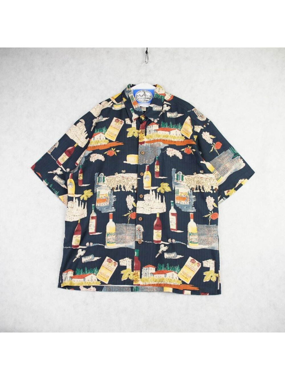 Vintage Kahala Mens Silk Hawaiian Shirt California Wine-Themed Print Size XL EUC